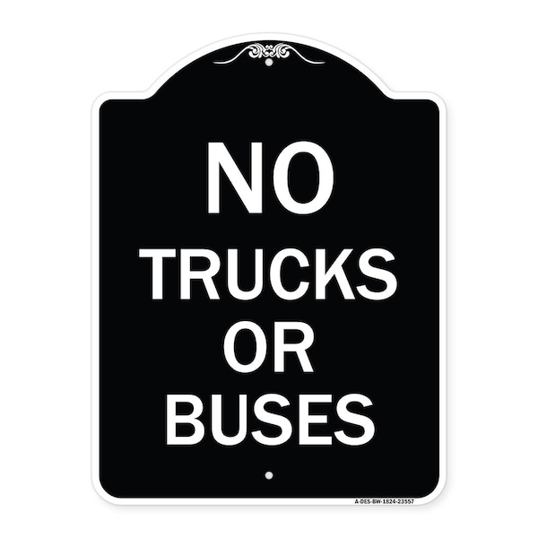 No Trucks or Buses Heavy-Gauge Aluminum Architectural Sign, 24" H, BW-1824-23557